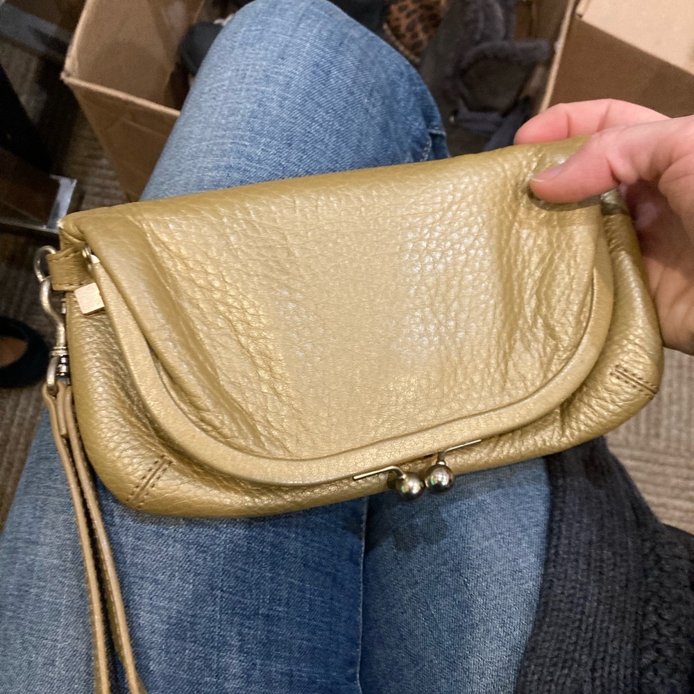 HOBO Gold Leather Clutch